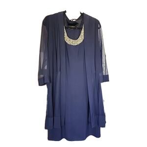 R&M Richards Women's 2-in-one Blouse Open 3/4 Sleeve Cardigan Sz L (READ)